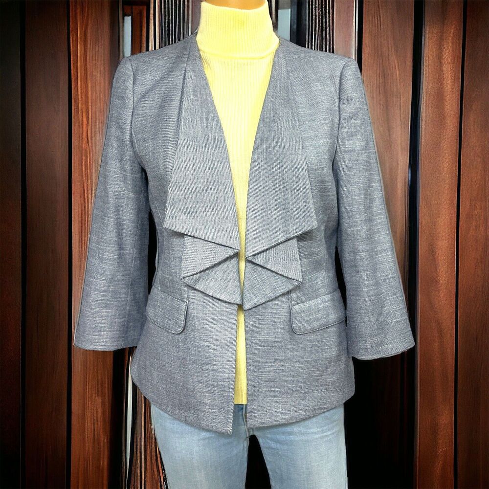 NEW White House Black Drape Ruffle Jacket Blazer ZS/6